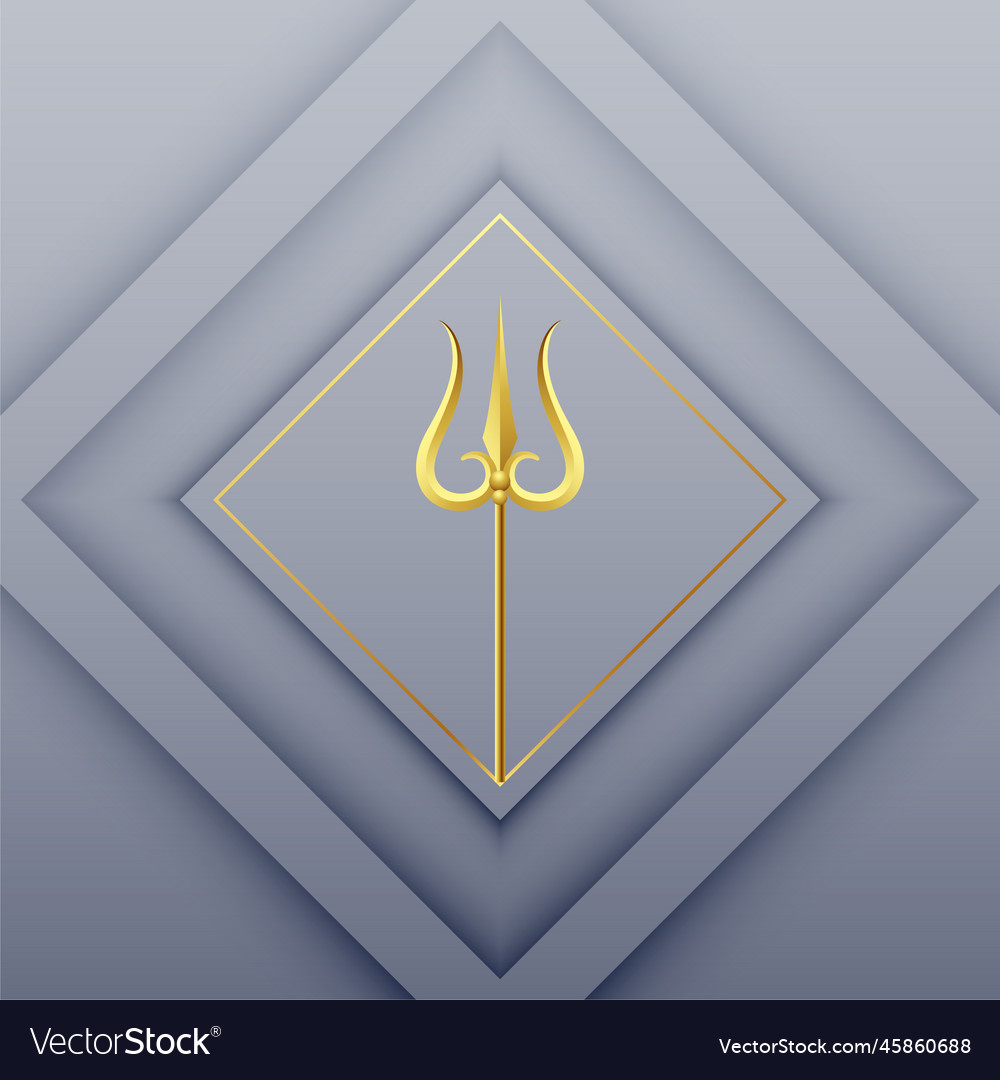 Golden trishul weapon of lord shiva background Vector Image