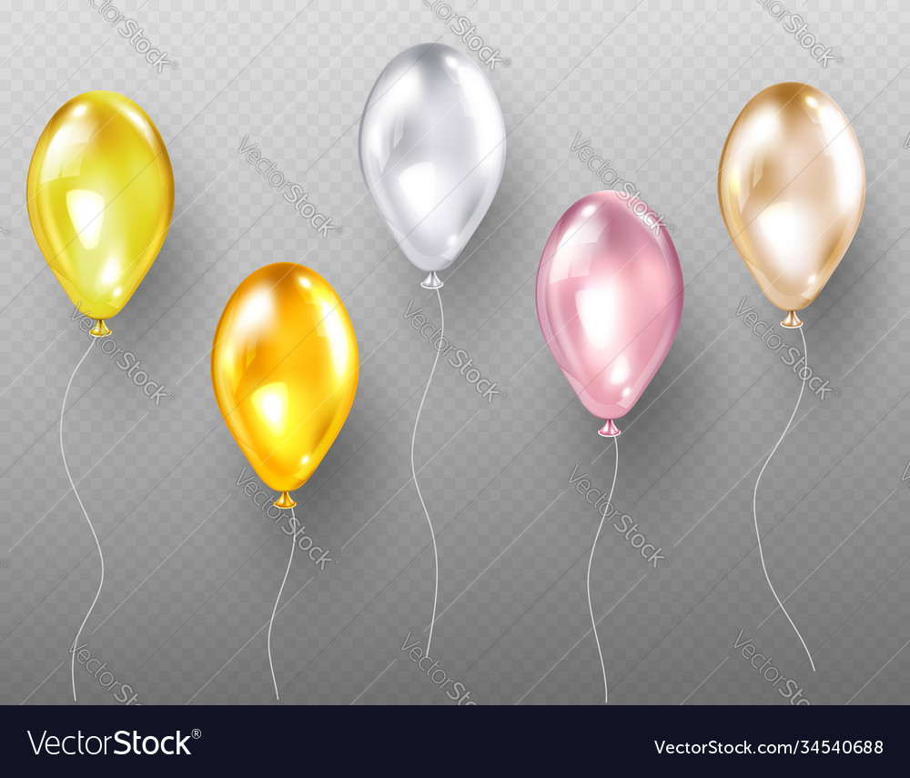 Helium balloons flying multicolored glossy objects