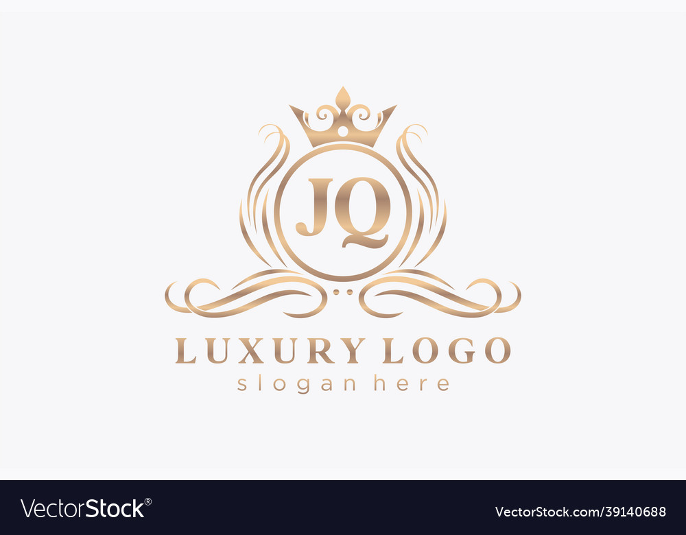 Initial jq letter royal luxury logo template Vector Image