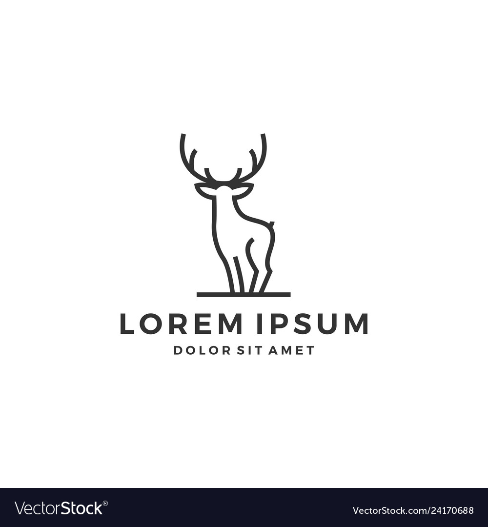 Outline deer line art logo icon template