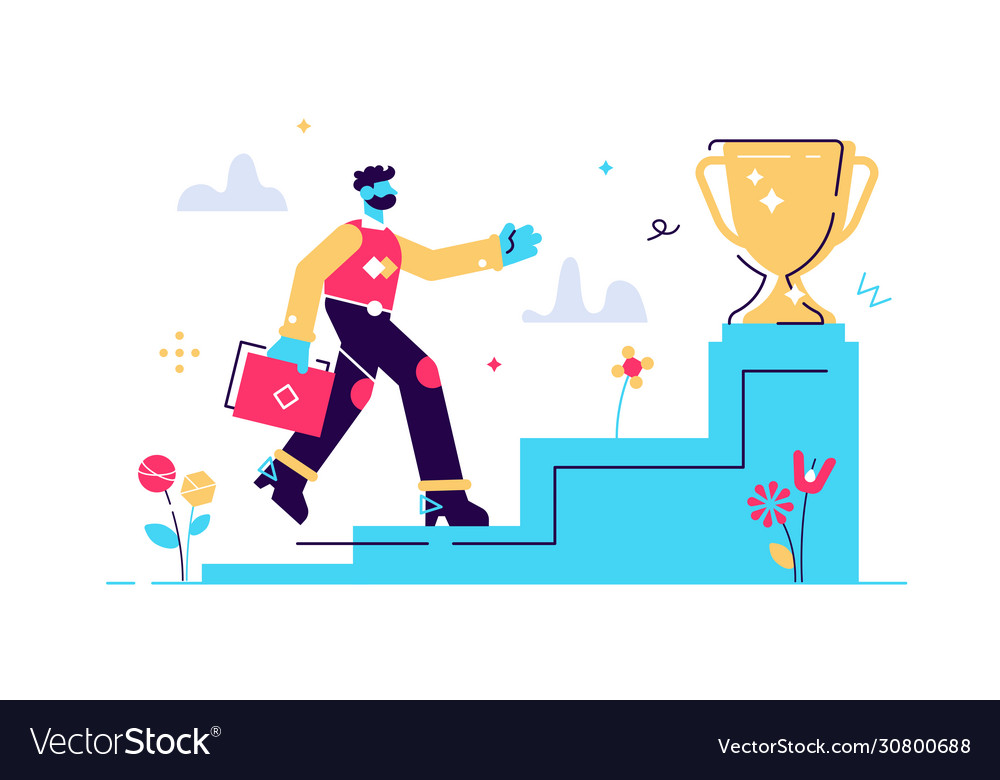 people-run-to-their-goal-on-column-royalty-free-vector-image