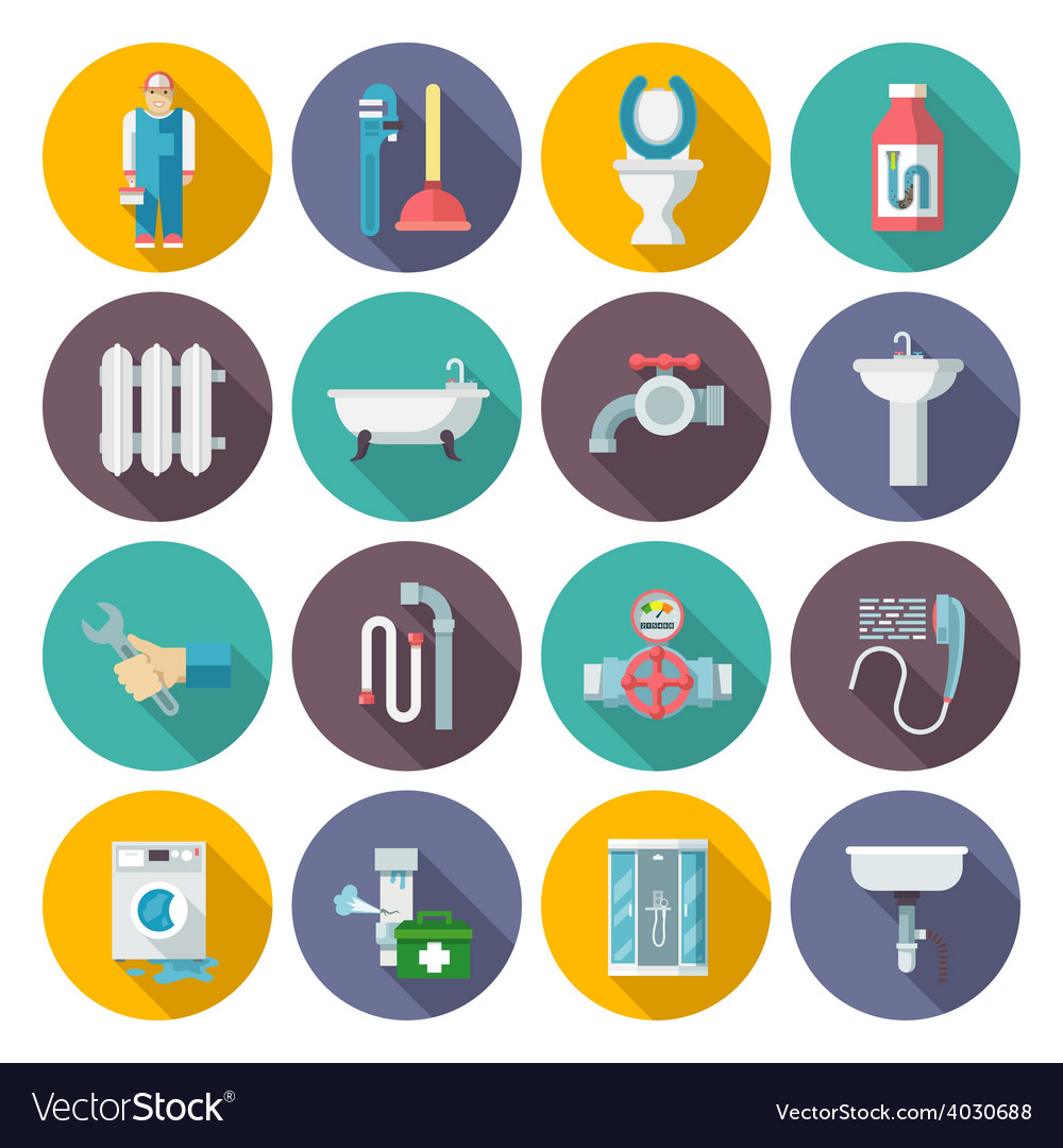 Plumbing icons set Royalty Free Vector Image - VectorStock