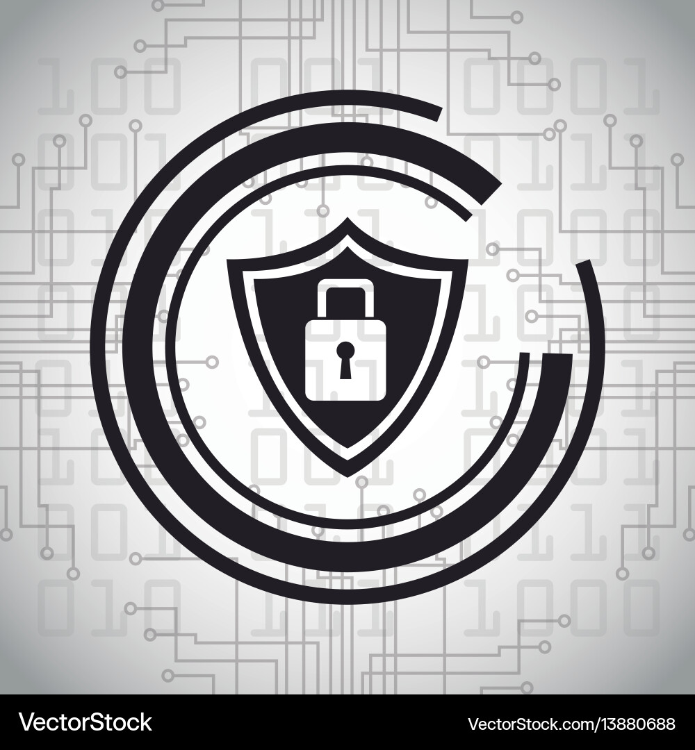 Shield protection security system padlock Vector Image