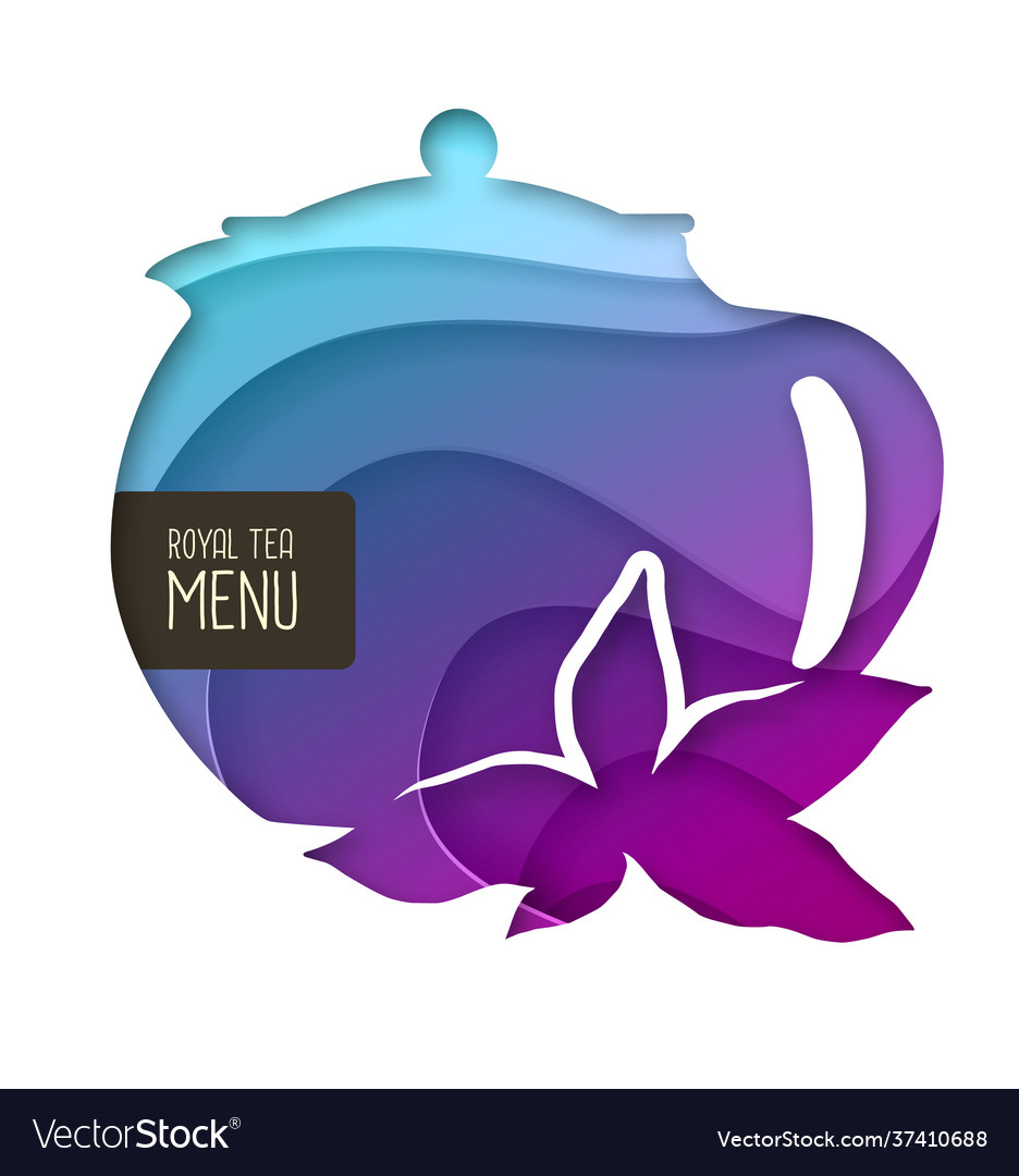 Teapot silhouette cut out paper art style design Vector Image