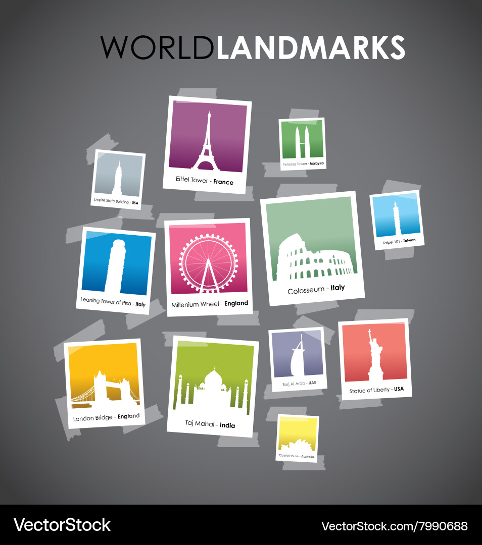 World landmarks Royalty Free Vector Image - VectorStock