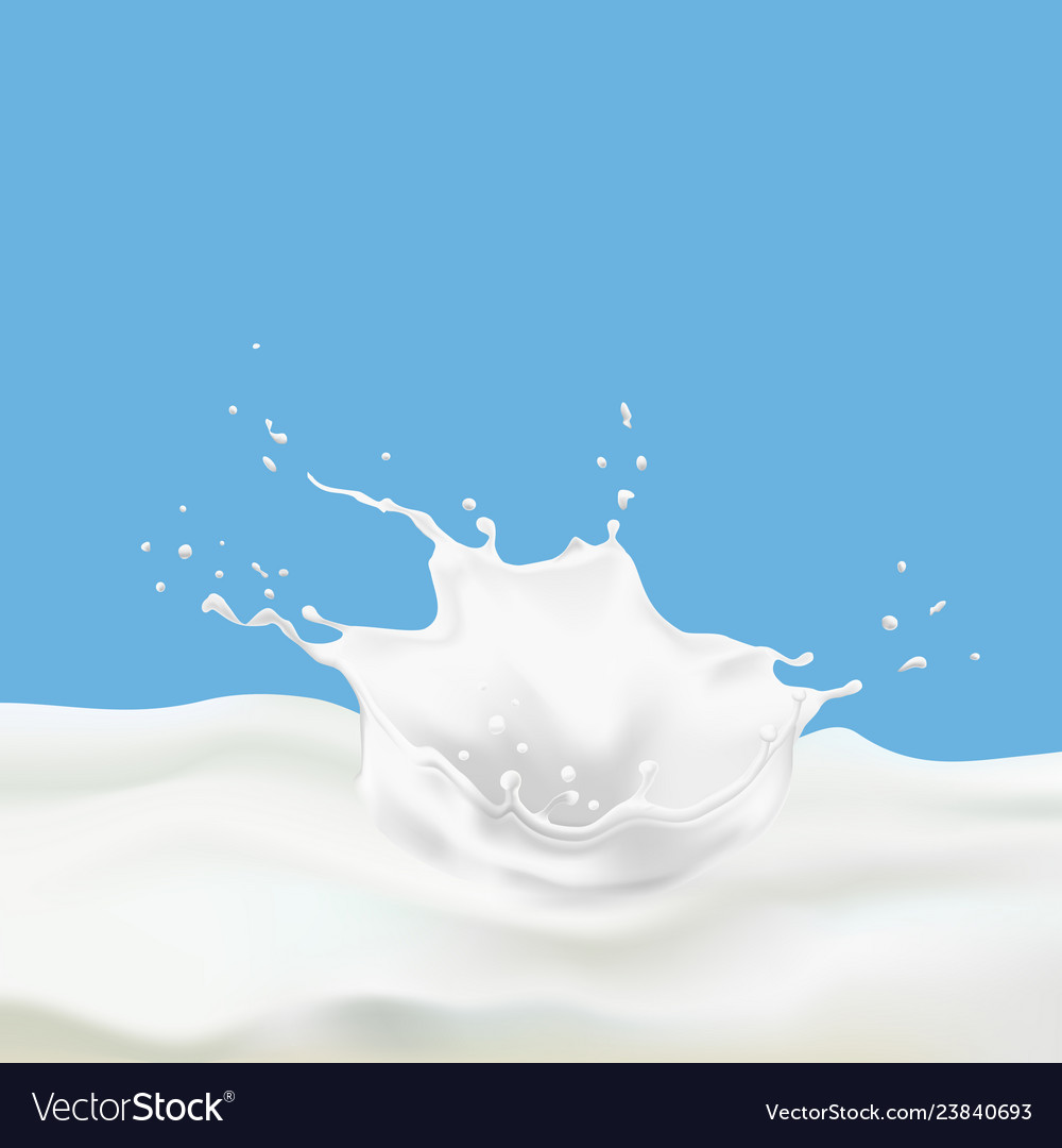 Abstract Realistic Milk Drop With Splashes Vector Image