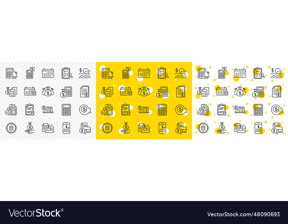 Accounting Line Icons Set Of Calculation Check Vector Image Accounting Line Icons Set Of Calculation Check Vector Image
