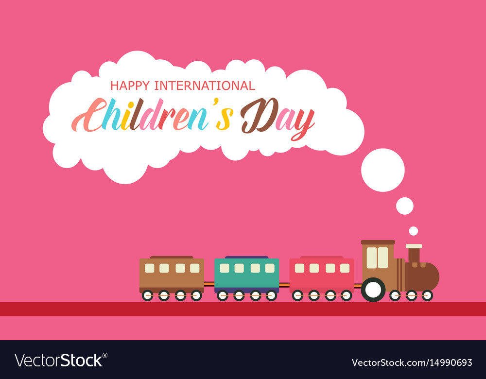 Children Day With Train Style Banner Royalty Free Vector