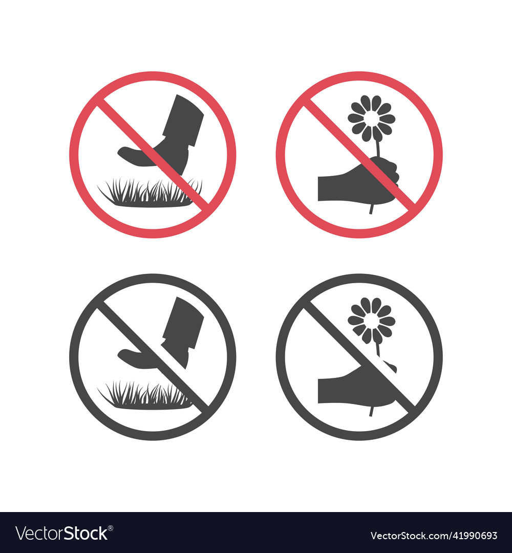 Do not pick the flowers and keep off grass sign Vector Image