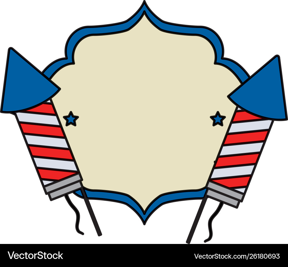 Frame with firework rockets and united states Vector Image