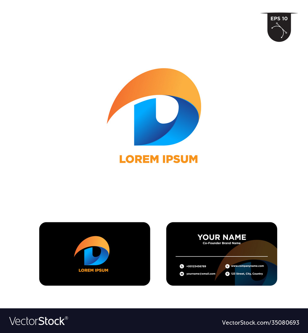 Letter D Gradient Logo Design And Business Card Vector Image