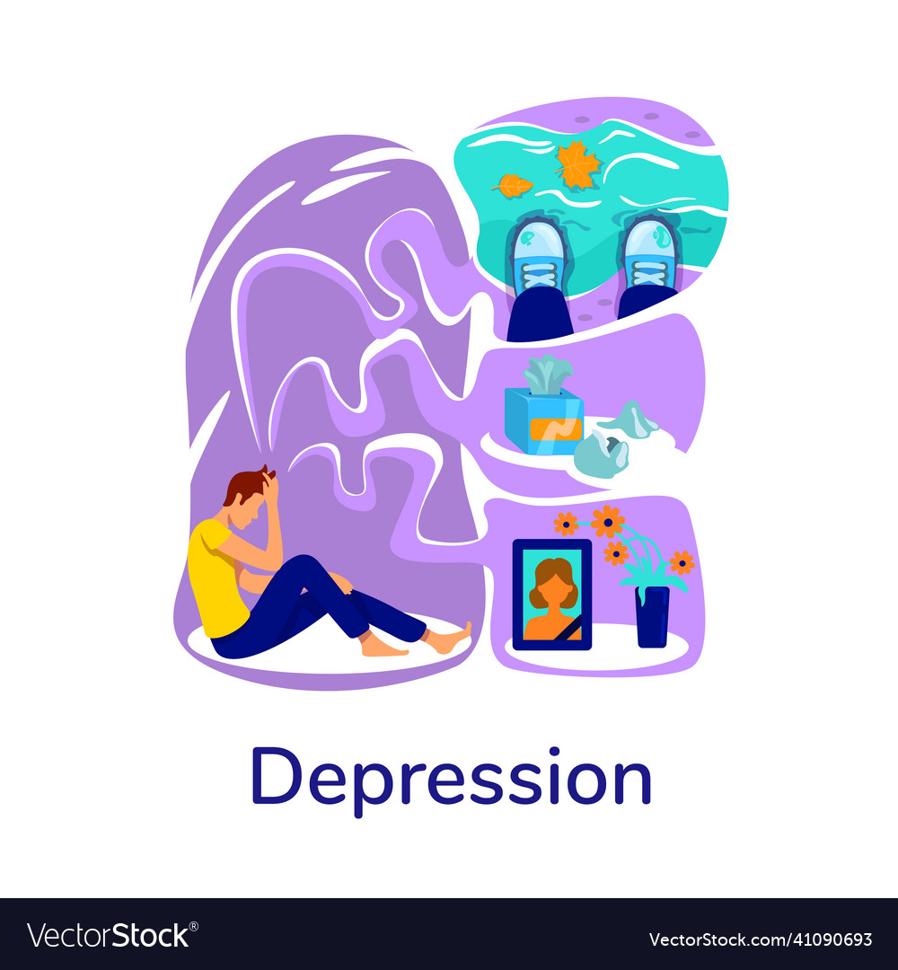 Mental health problem flat concept Royalty Free Vector Image