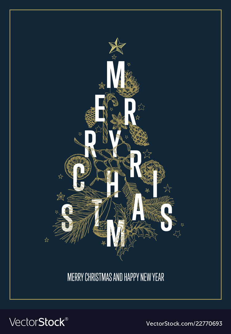 Modern christmas card template with tree Vector Image