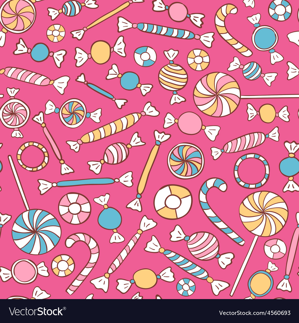 Sweets colorful seamless pattern hand drawn Vector Image