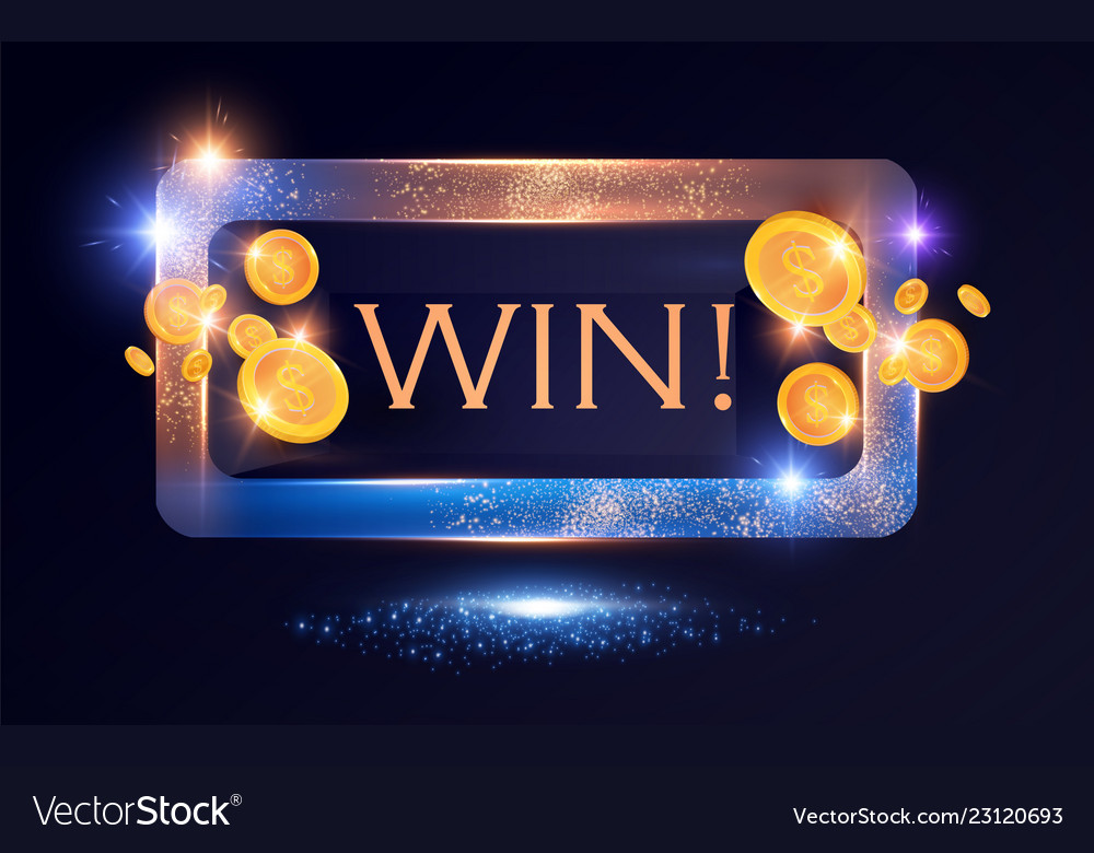 Win gambling game shining banner with gold flying Vector Image