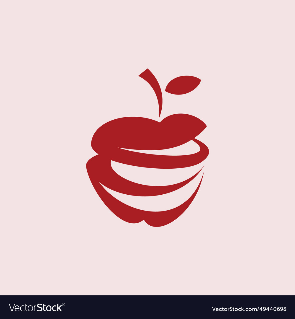 A Red Apple Peeled With 3d Effect Logo Royalty Free Vector