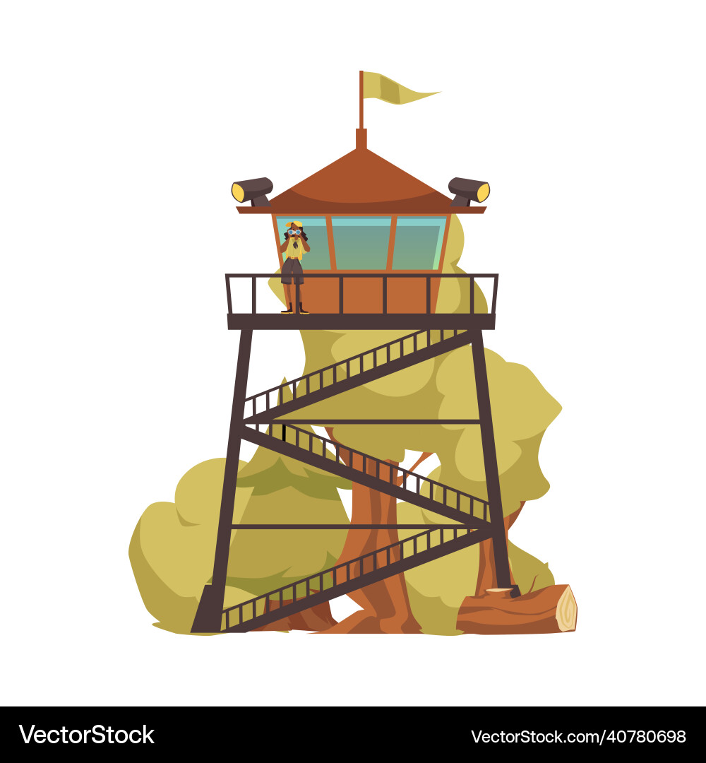 Fire watch tower ranger look at the forest Vector Image
