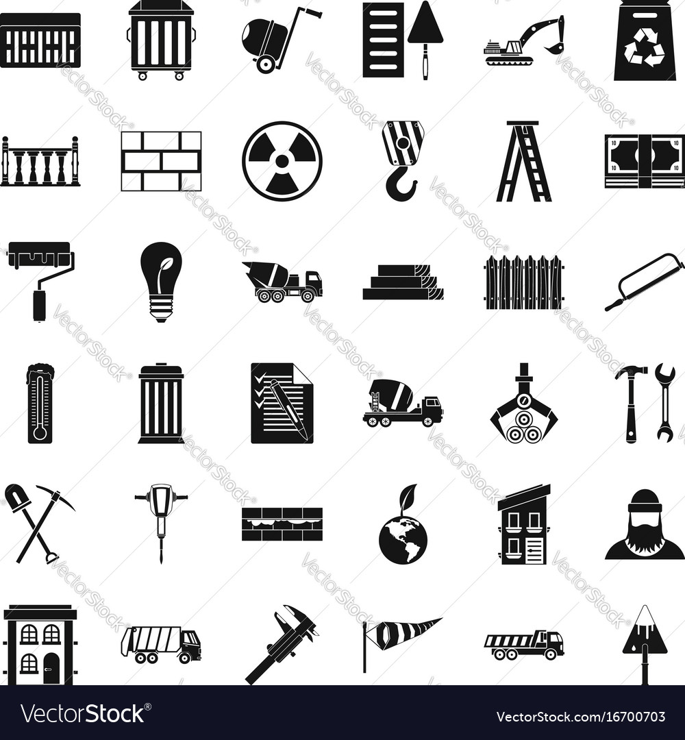 Building material icons set simple style