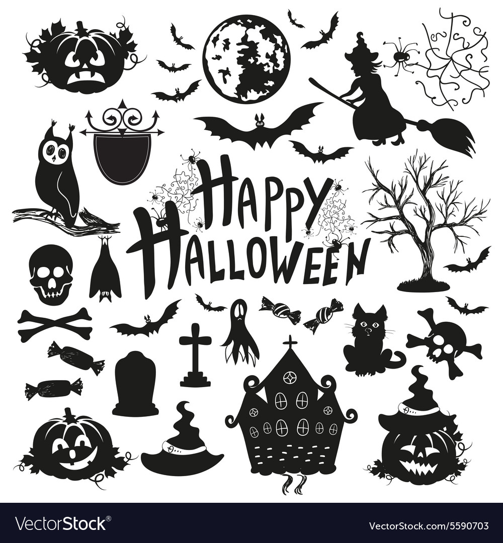 Icon set for halloween on a white background Vector Image