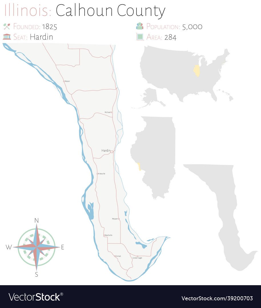 Map of calhoun county in illinois Royalty Free Vector Image