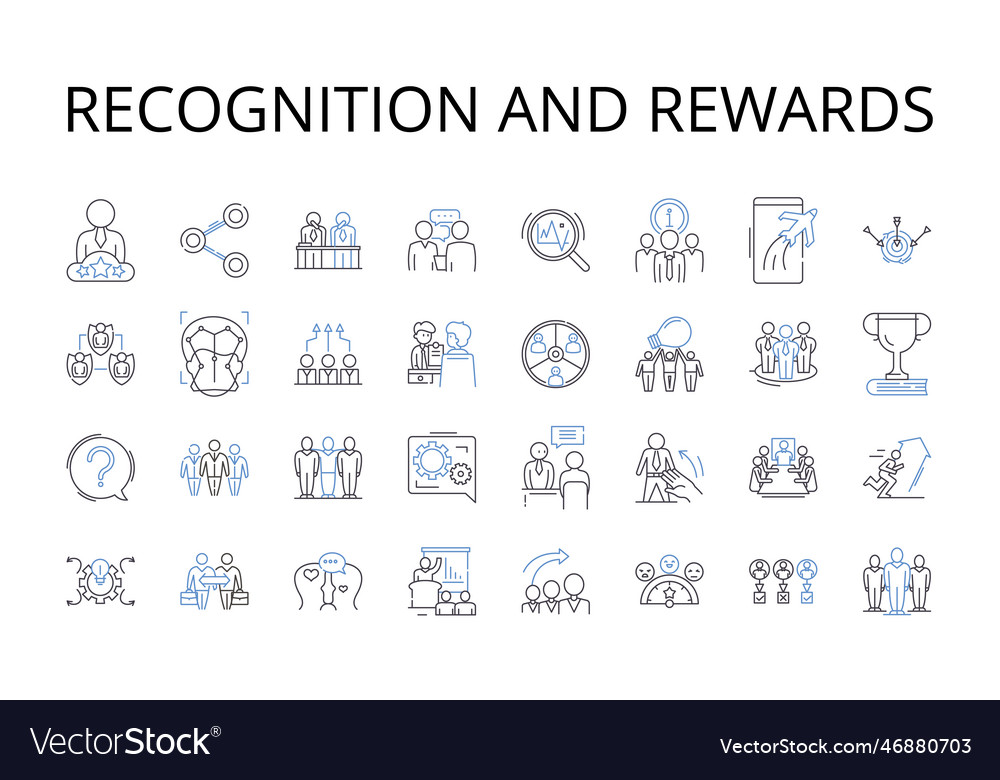 Recognition and rewards line icons collection Vector Image