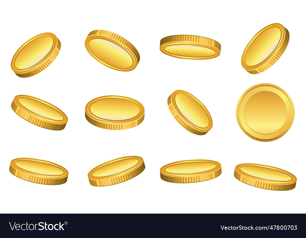 Set of realistic gold coin isolated or crypto Vector Image