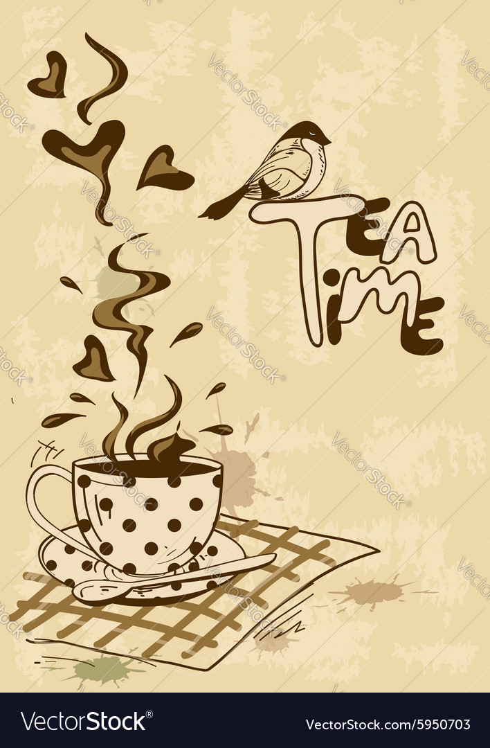 Tea Party Invitation With Teacup And Saucer Vector Image