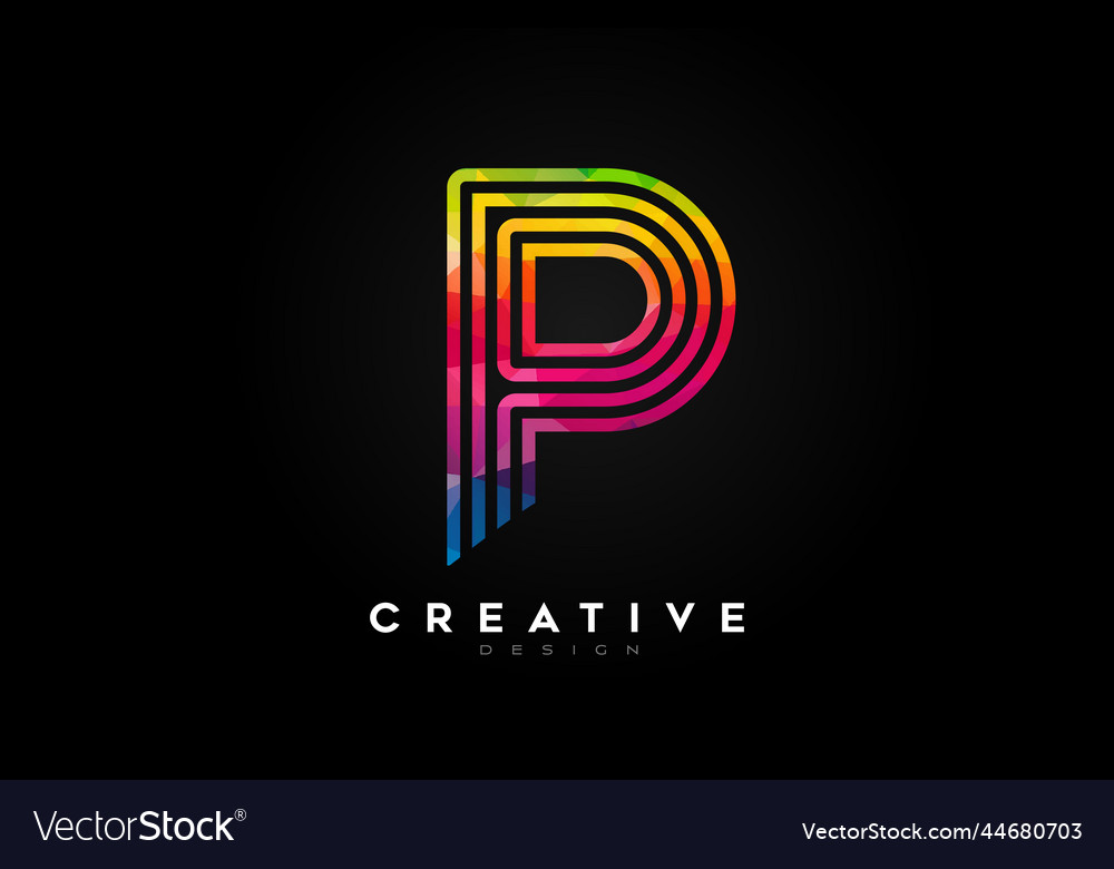 Vibrant lines letter p logo with lines Royalty Free Vector