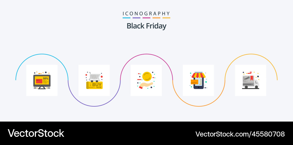 Black friday flat 5 icon pack including Royalty Free Vector