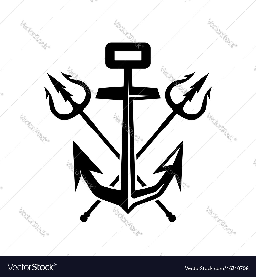 Sea anchor with crossed tridents design element Vector Image