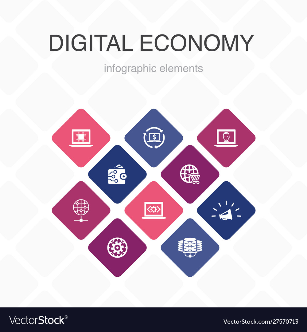 Digital economy infographic 10 option color design