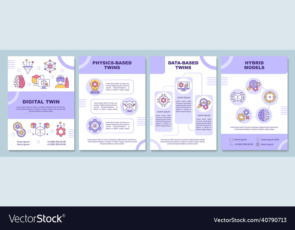 Digital Twin Types Purple Brochure Template Vector Image 3539