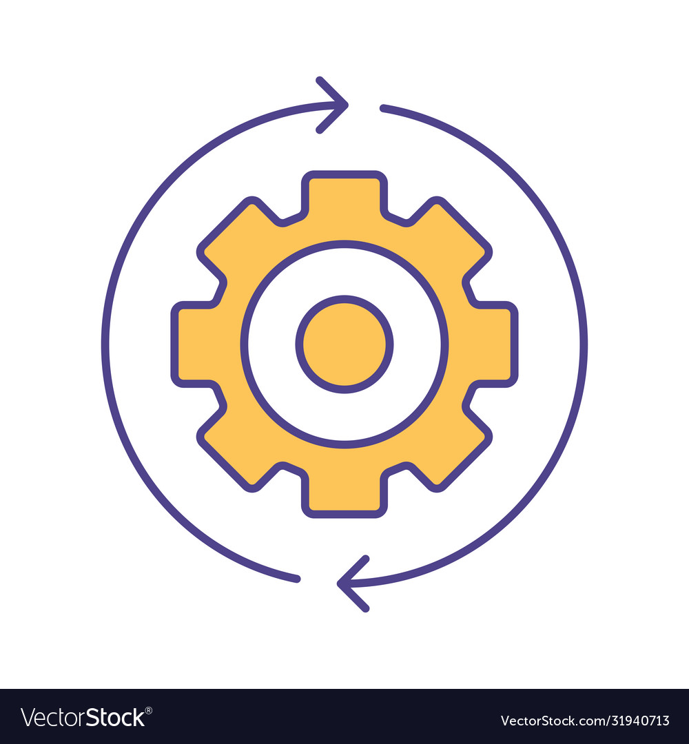 Gear with arrows line and fill style icon Vector Image