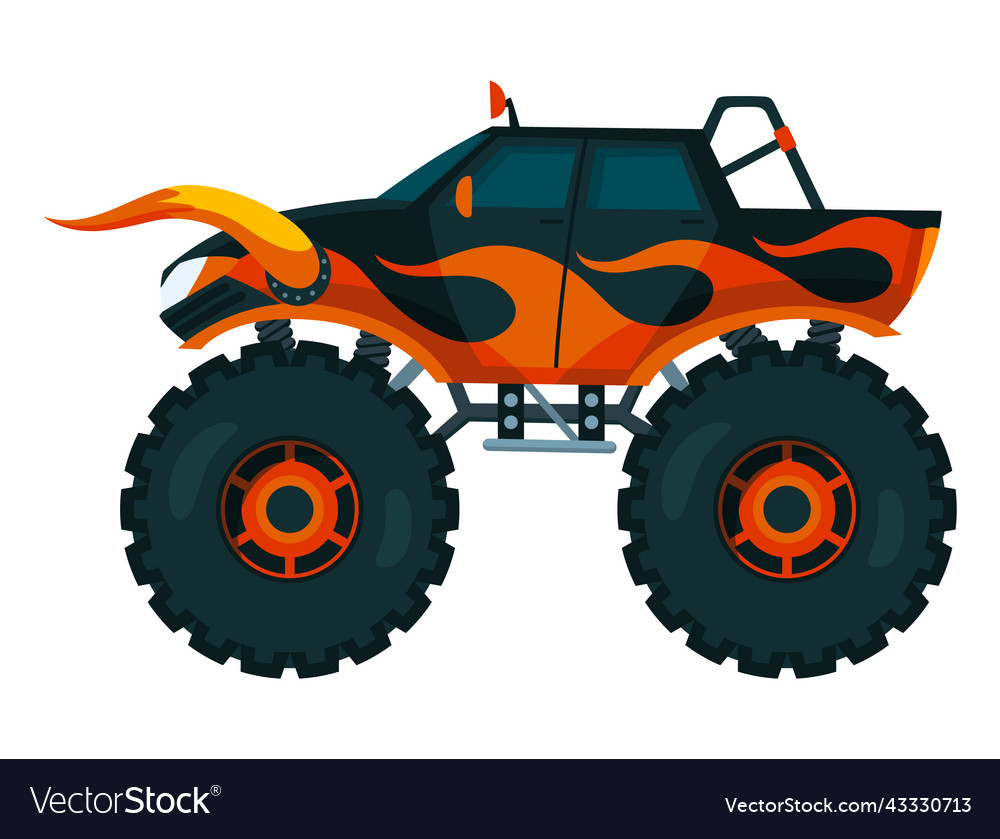 Cartoon monster truck big boys car 4x4 vehicle Vector Image