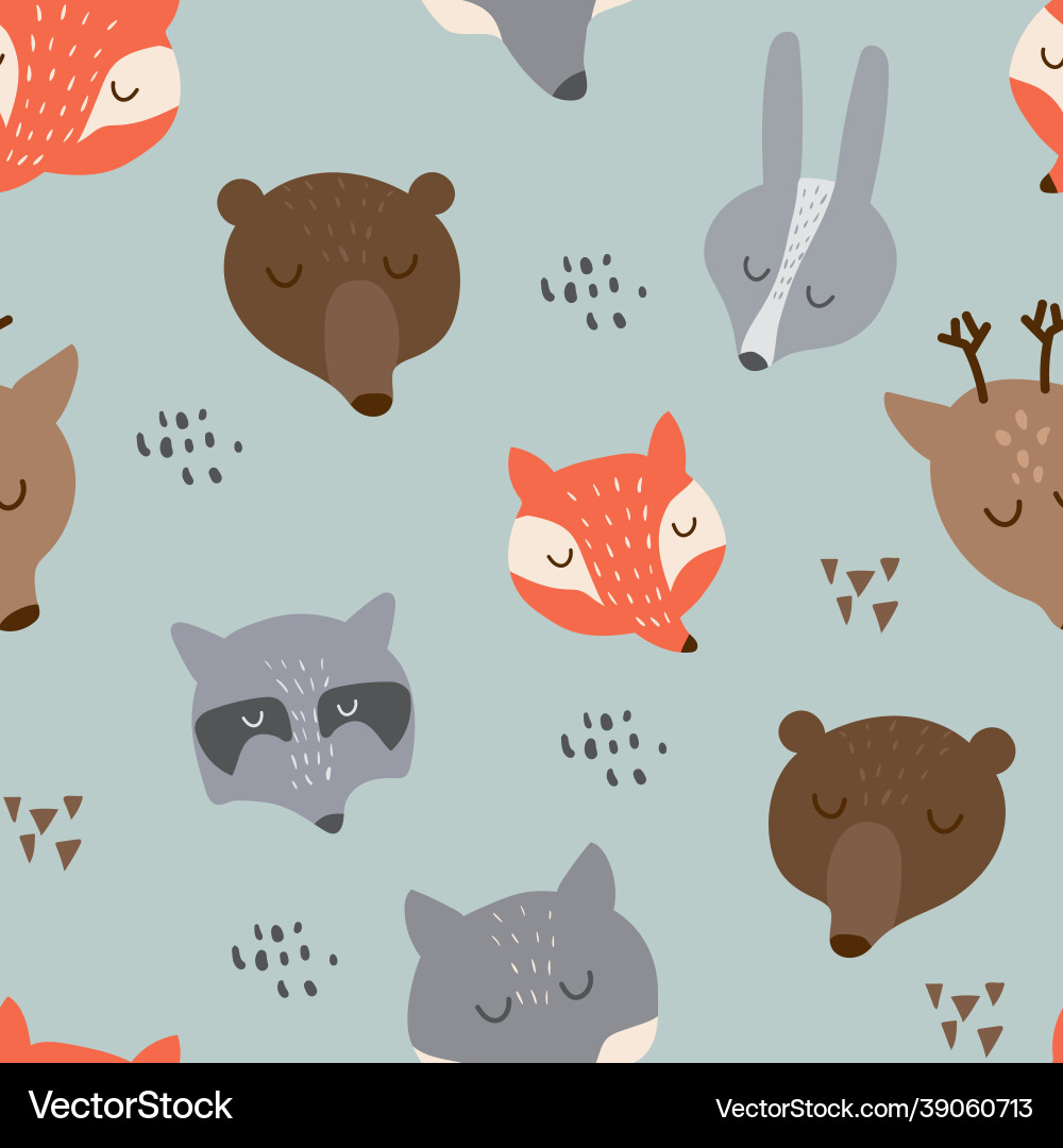 Seamless pattern forest animals Royalty Free Vector Image