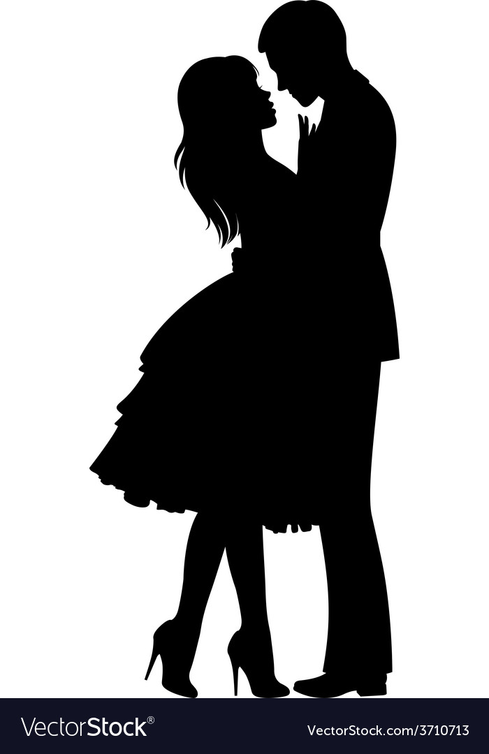 Silhouette Of Loving Couple Hugging Royalty Free Vector 