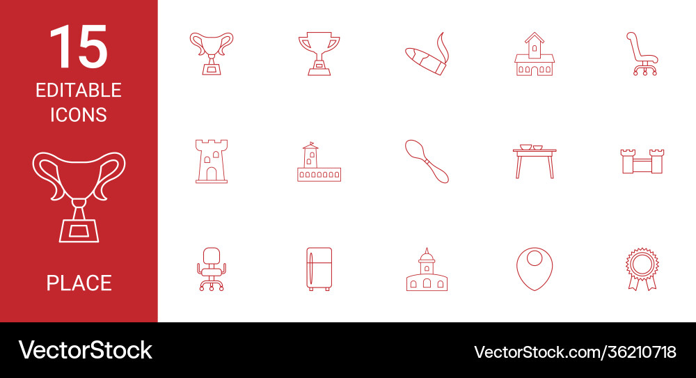15 place icons Royalty Free Vector Image - VectorStock