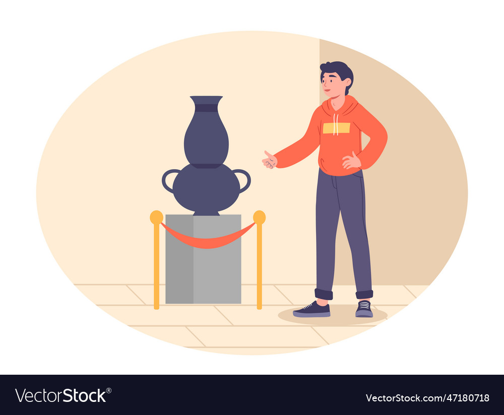 Man in art gallery Royalty Free Vector Image - VectorStock