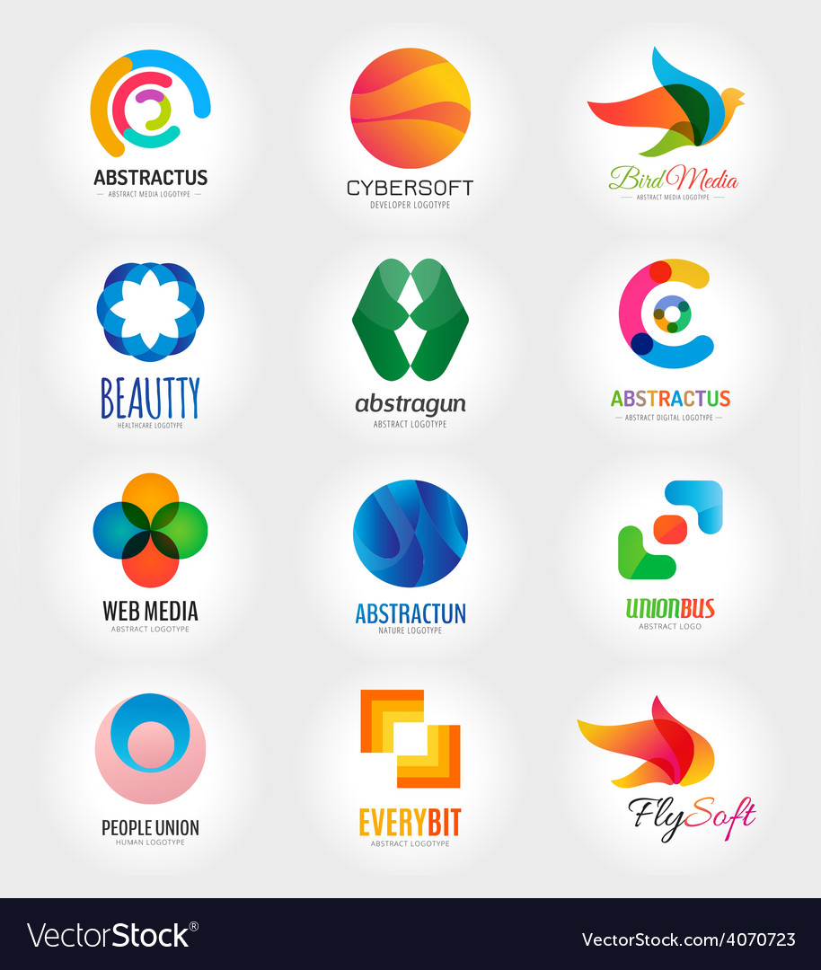 Abstract logo template set for branding Royalty Free Vector