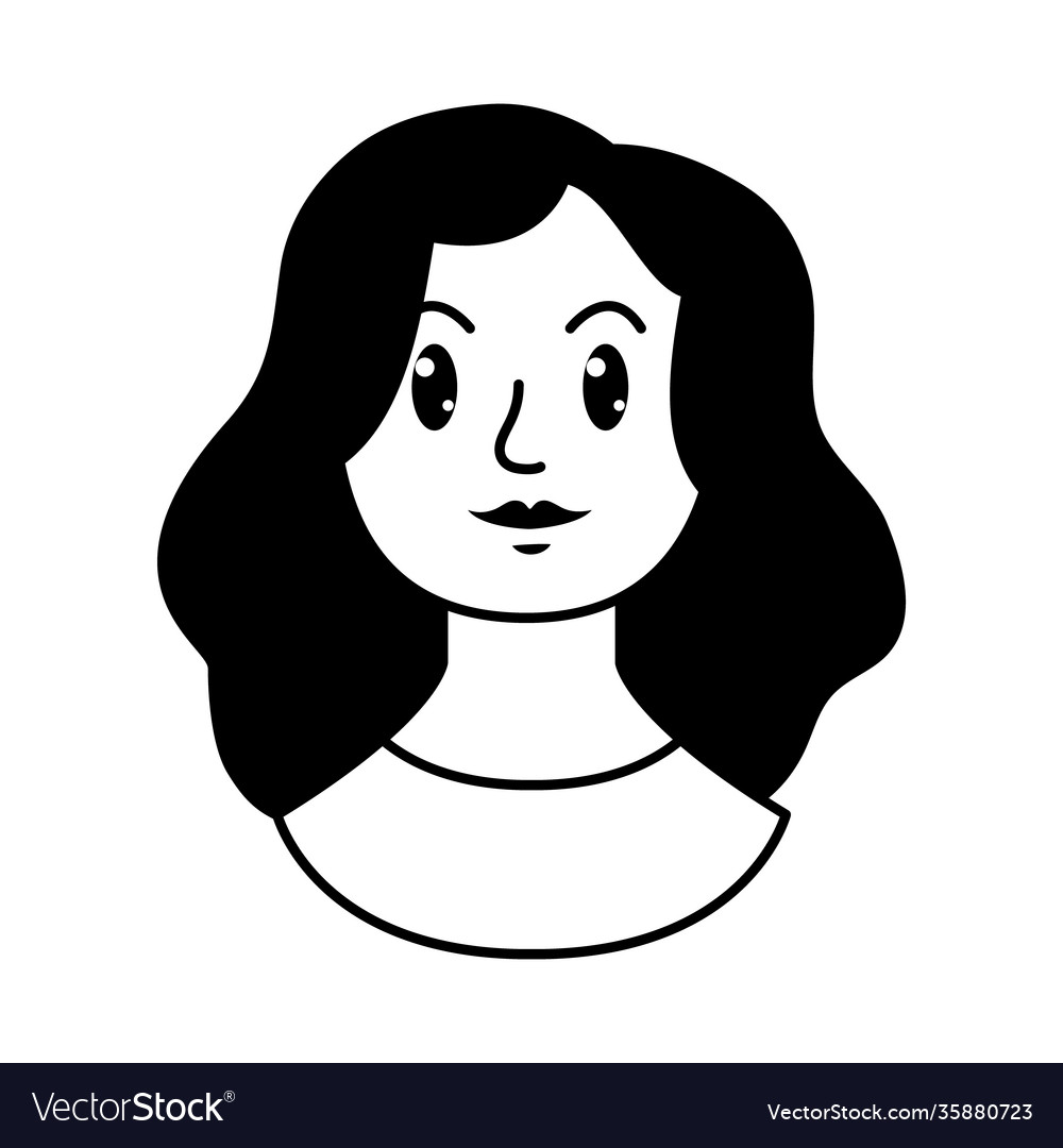 Cartoon woman with long hair line style Royalty Free Vector