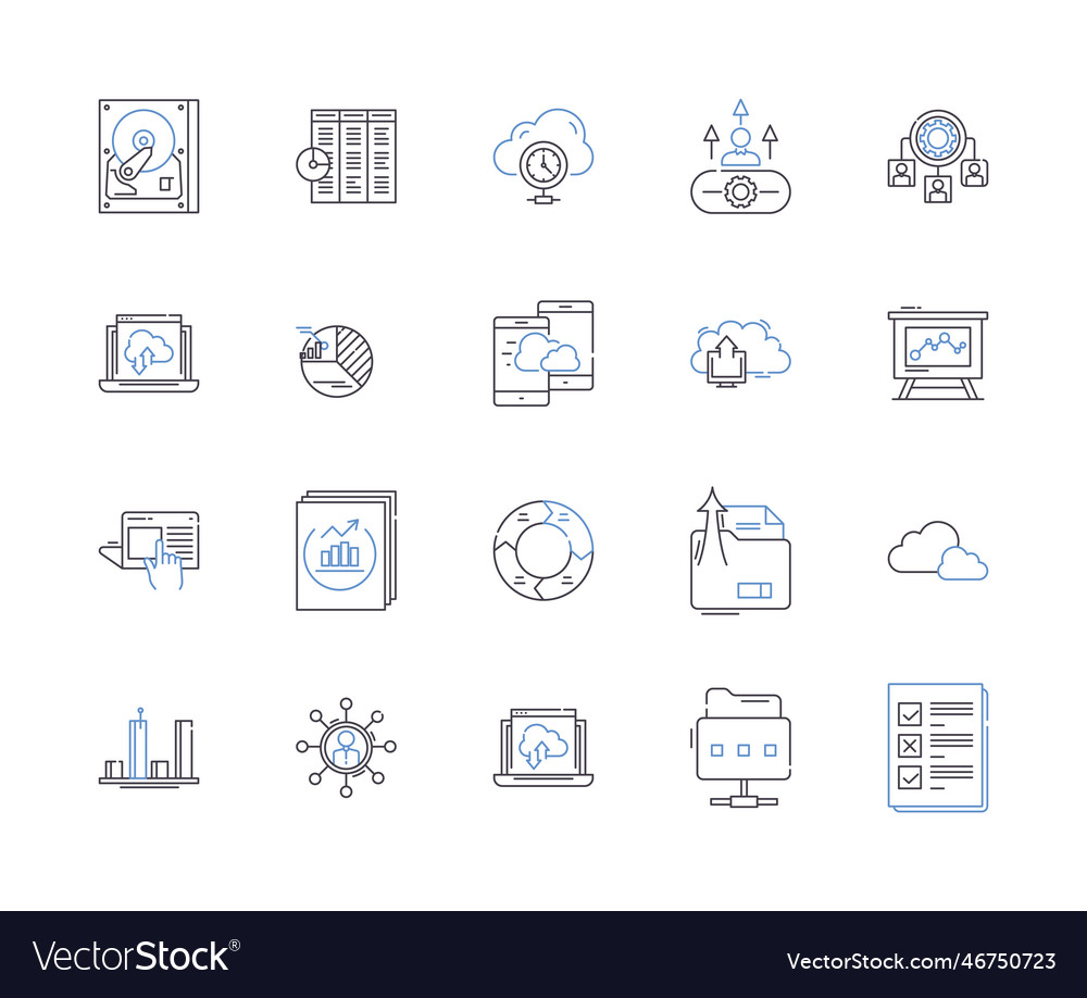 Data and computer outline icons collection data Vector Image