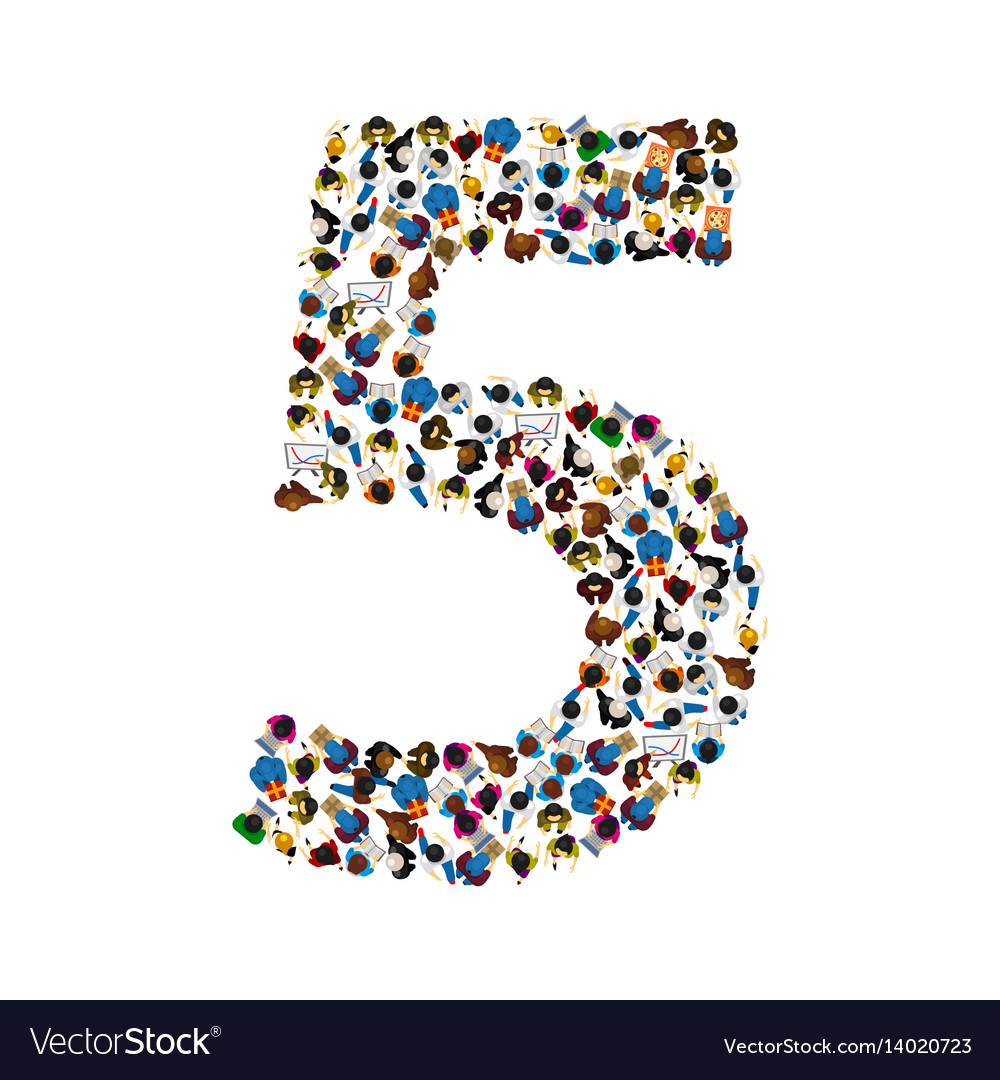 Large group people in number 5 five form Vector Image