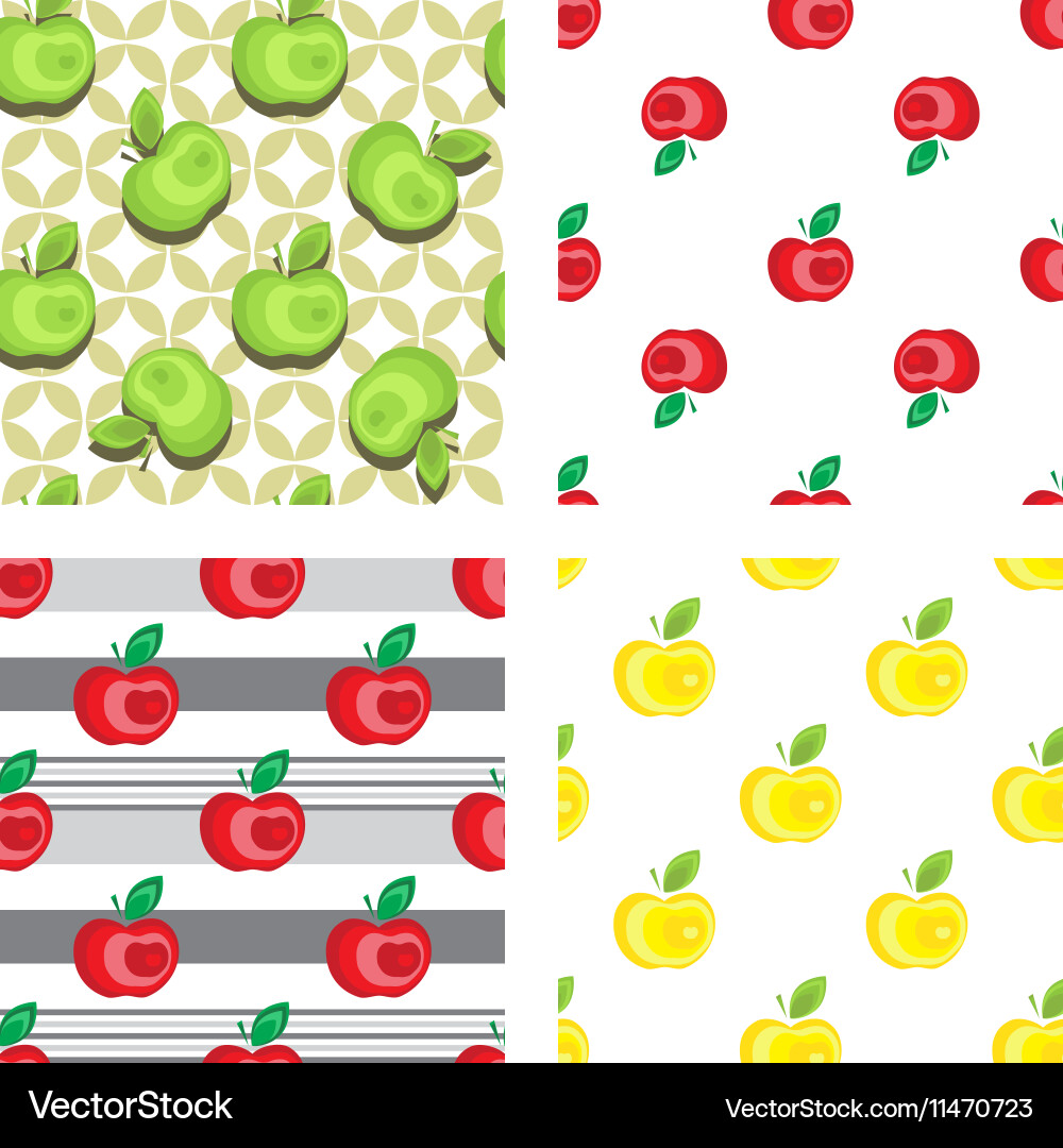 Seamless apple background pattern collection Vector Image
