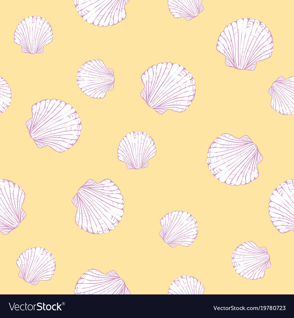 Seamless pattern with hand drawn scallop shells Vector Image