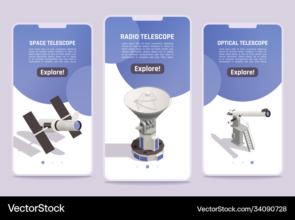 Astronomy isometric set Royalty Free Vector Image