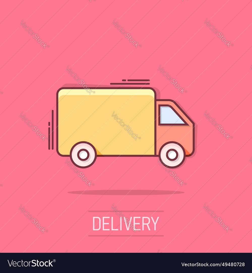 Cartoon truck car icon in comic style fast Vector Image