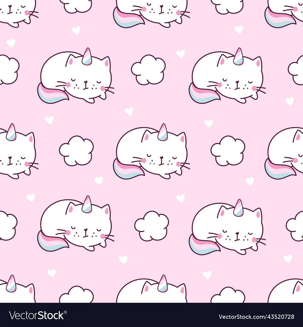 Cat unicorn seamless pattern unicorns kitty vector image Cat unicorn seamless pattern unicorns kitty