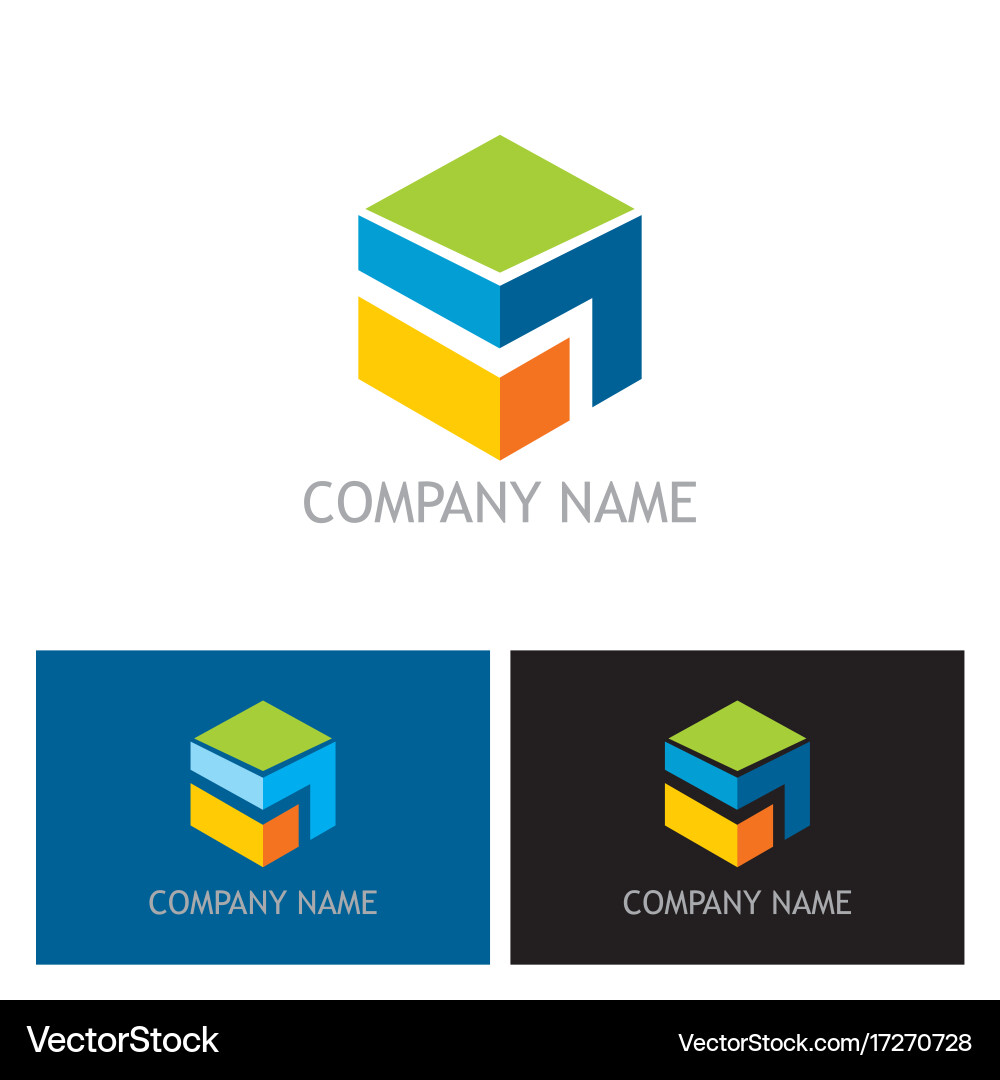 Cube 3d technology colored logo Royalty Free Vector Image