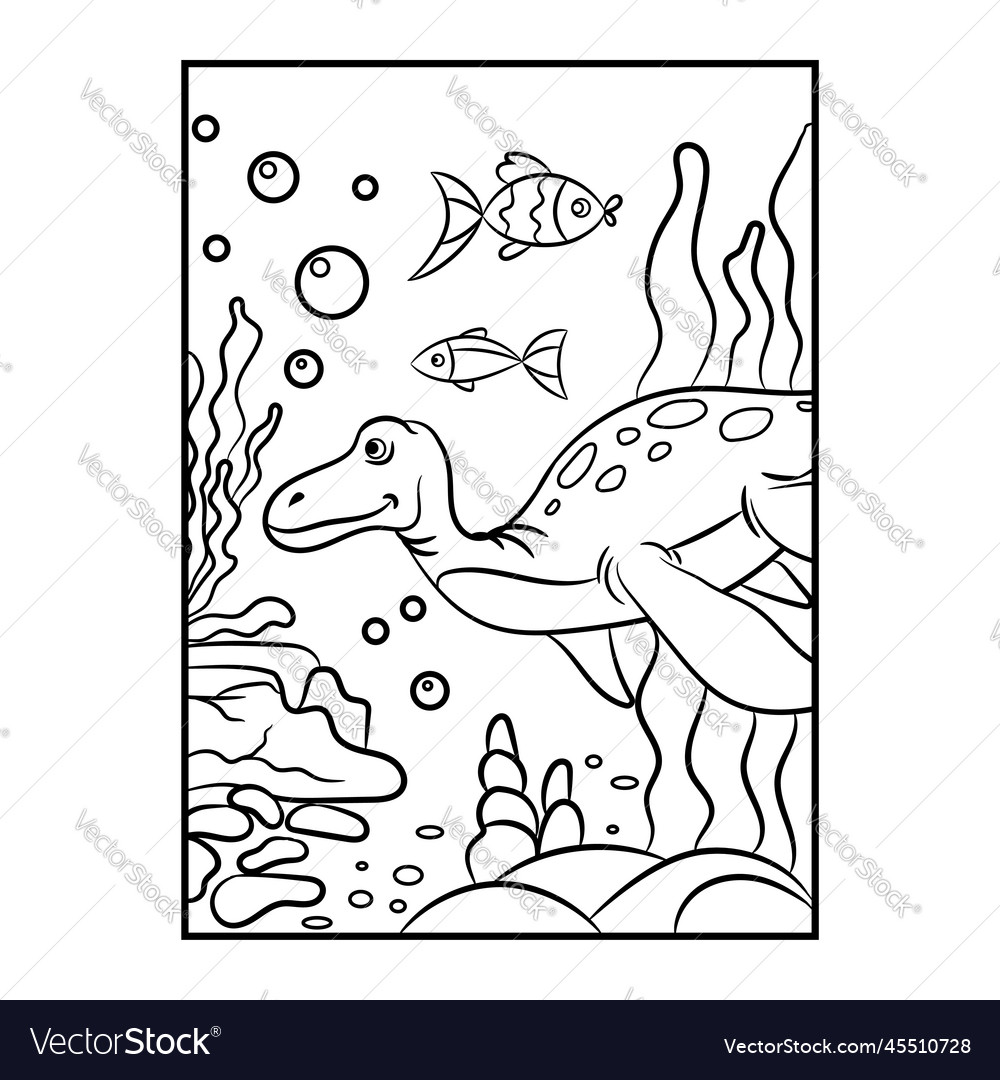 Dinosaur coloring page kids preschool activity Vector Image