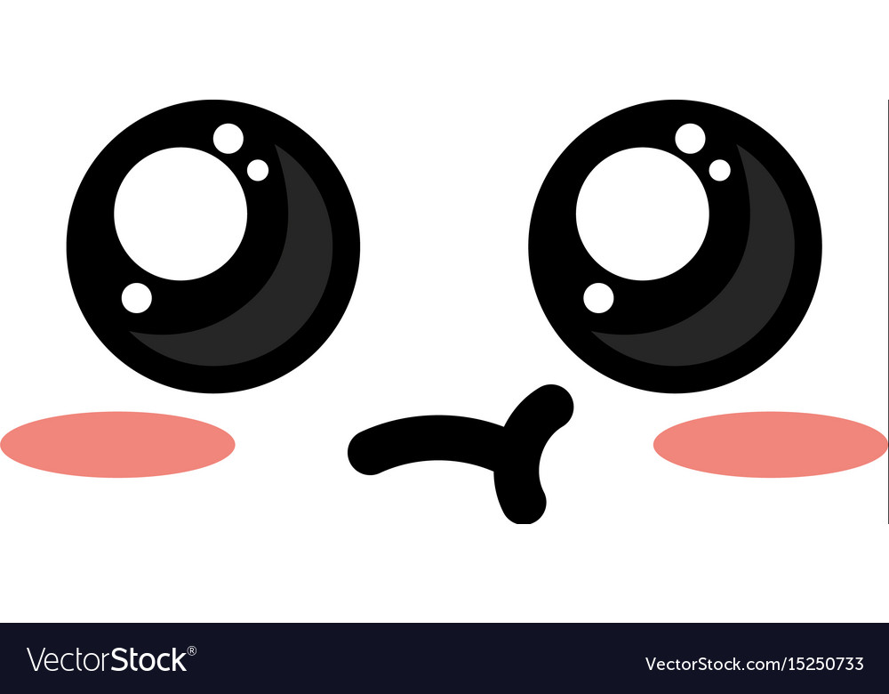 Kawaii cute face expression eyes and mouth scared Vector Image